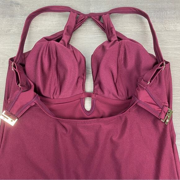 City Chic Merlot Cancun Underwire One Piece Swimsuit Sz.S(16) NWT - Picture 12 of 16